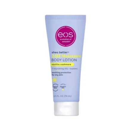 eos Mini Body Lotion - Vanilla Cashmere - 74ml | اي او اس لوشن للجسم كاشمير فانيلا مرطب 24 ساعة - 74مل