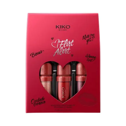 KIKO Flirt Alert Mini Kisses Maxi Shine Kit 3D Hydra Lip Gloss - 3 × 3.5ml |كيكو مجموعة ميني غلوس للشفاه – 3 × 3.5 مل