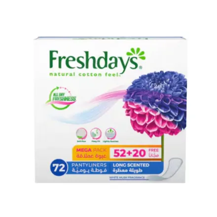 Fresh days Daily Liners Long Scented - 72 Pads | فريش ديز فوط يومية طويلة معطرة - 72 فوطة