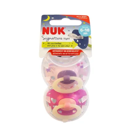 NUK Signature Night Silicone 6-18m | نوك لهاية سيليكون للأطفال بعمر 6-18 شهر