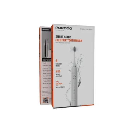 Porodo Smart Sonic Electric Toothbrush - White | بورودو فرشاة اسنان كهربائية - ابيض