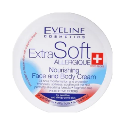 Eveline Extra Soft Allergique Nourishing Face And Body Cream - 200ml | ايفلين كريم للوجه و الجسم للبشرة الحساسه - 200 مل
