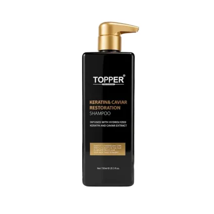 TOPPER PROFESSIONAL Keratin & Caviar Restoration Shampoo - 750ml | توبر شامبو كيراتين وكافيار لاستعادة صحة الشعر - 750مل