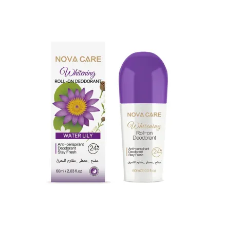 NOVA CARE Whitening Roll-On Deodorant 24h Anti-Perspirant Water Lily - 60ml | نوفا كير مزيل تعرق رول برائحة الليلي - 60 مل