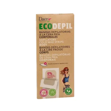 Daen Body wax strips Ecodepil |داين شرائح شمع باردة لإزالة شعر الجسم - 16 شريحة