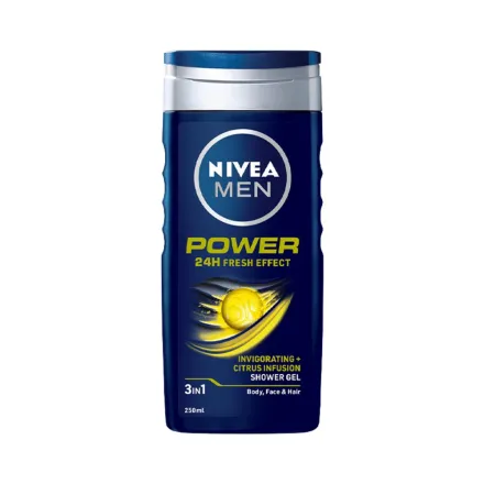 NIVEA Power 24H Fresh Effect Shower Gel 3In1 - 250ml | نيفيا جل استحمام باور 24 ساعة بتأثير الانتعاش 3 في 1 – 250 مل