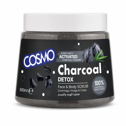 COSMO Charcoal Detox Face & Body Scrub - 500ml | كوزمو مقشر للوجه و الجسم بالفحم النشط - 500 مل