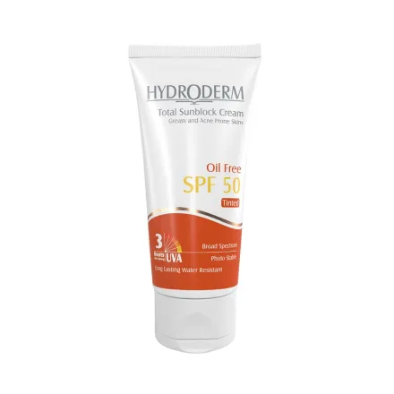HYDRODERM Total Sunblock Oil free Spf 50 Anti Uva/Uvb - 50ml | هيدروديرم واقي شمسي خالي من الزيوت spf50 - 50 مل