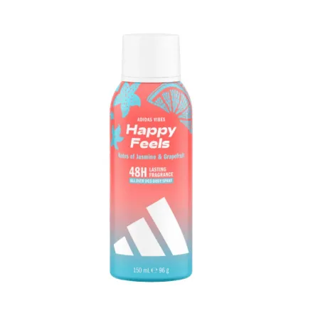 Adidas Vibes Happy Feels Deo Body Spray - 150ml | أديداس فايبز هابي فيلز بخاخ مزيل ومعطر للجسم - 150 مل