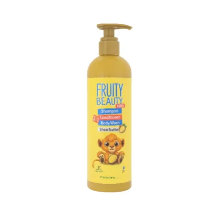 FRUITY BEAUTY Shampoo Conditioner Body Wash Shea Butter - 850ml | فروتي بيوتي شامبو وبلسم جل للاستحمام للأطفال بزبدة الشيا - 850 مل