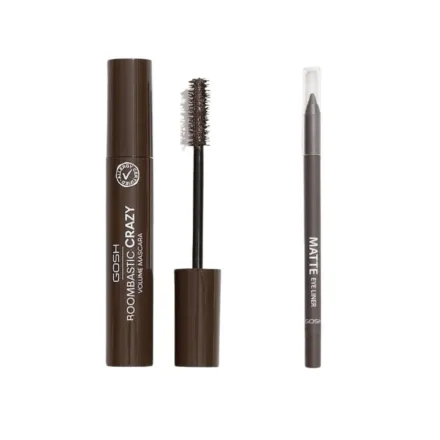 Gosh Boombastic Crazy 005 + Matte Eye Liner 014 Brown | جوش ماسكارا بوومباستيك كريزي 005 + قلم آيلاينر مات 014 بني