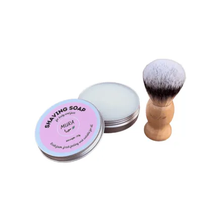 Mura Shaving Soap For Body & Face + Brush - 110g | مورا صابونة و فرشة الحلاقة - 110 غرام