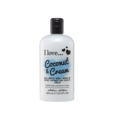 I Love - Coconut & Cream Bath & Shower Crème - 500ml | ي لوف رغوة استحمام وجل استحمام – 500 مل