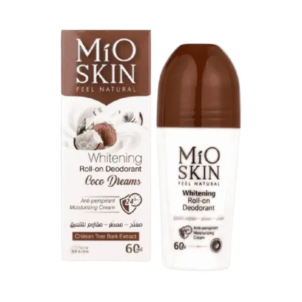 MIO SKIN Whitening Roll- On Deodorant Coco Dreams 24hr Anti Perspirant Moisturizing Cream - 60ml |ميو سكين مزيل عرق رول أون مبيّض مضاد للتعرق 24 ساعة بكريم مرطب - 60 مل