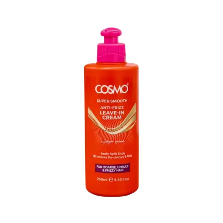 COSMO COSMETICS Super Smooth Anti Frizz Leave In Cream - 250ml | كوزمو كوزماتيكس كريم للشعر مضاد للهيشان - 250 مل