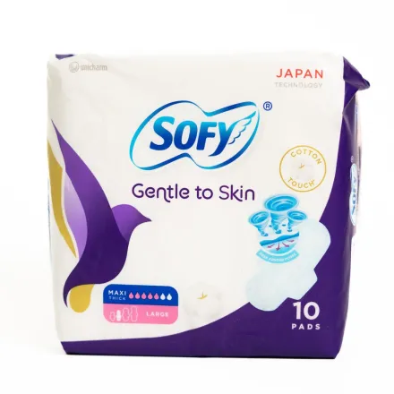 Sofy Gentle To Skin Large With Wings Pads - 10Pcs | سوفي فوط جنتل لتلطيف البشرة كبيرة الحجم مع أجنحة –10 قطع