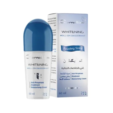 Correction Whitening-Deodorant Roll-On Powdery-Scent - 60ml | كوريكشن رول مزيل تعرق مفتح برائحة البودرة الناعمة - 60 مل