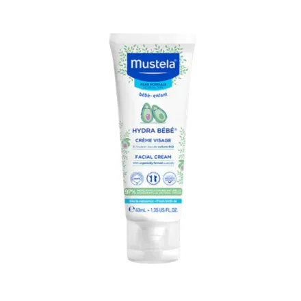 Mustela Hydra Baby Facial Cream With Organically Avocado - 40ml | موستيلا كريم مرطب للوجه وللجسم للأطفال - 40مل