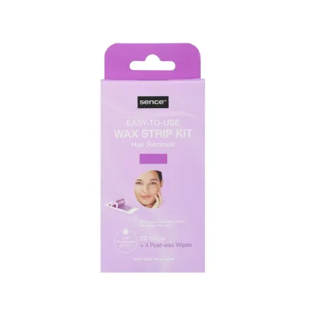 SENCE BEAUTY Easy To Use Wax Strip Kit Hair Removal For Face -20 Strips | سينس بيوتي مجموعة شرائح الشمع سهلة الاستخدام لإزالة شعر الوجه - 20 شريحة