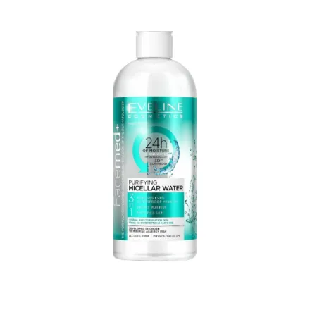 Eveline Facemed+ Purifying Micellar Water 3 in 1 Combination Oily Skin - 400ml |ايفيلين فيس ميد + ماء ميسيلار المنقي 3 في 1 للبشرة الدهنية المختلطة - 400 مل