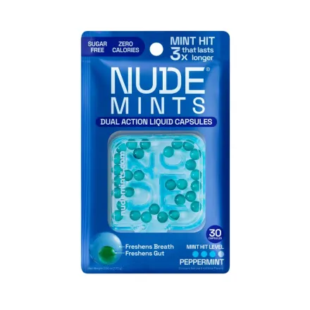 NUDE MINTS MINT HIT THAT LASTS 3X LONGER Peppermint - 30 Capsules | نيود منتس نكهة نعناع تدوم 3 أضعاف - 30 كبسولة