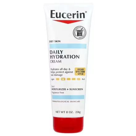 Eucerin Daily Hydration Cream Broad Spectrum Spf 30 Moisturizer - 226g | يوسيرين مرطب مع واقي شمس - 226 غرام